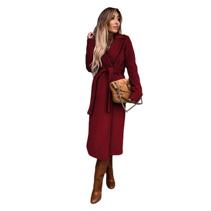 Women's Long Belted Wrap Trench Coat