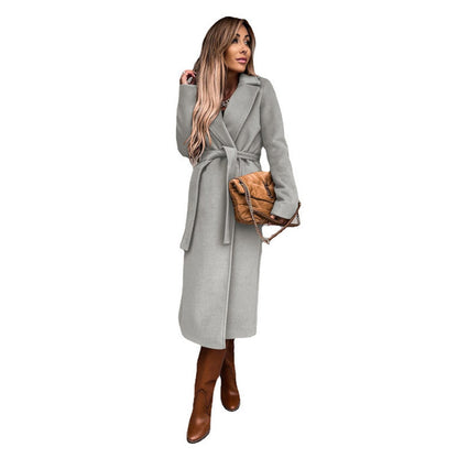 Women's Long Belted Wrap Trench Coat