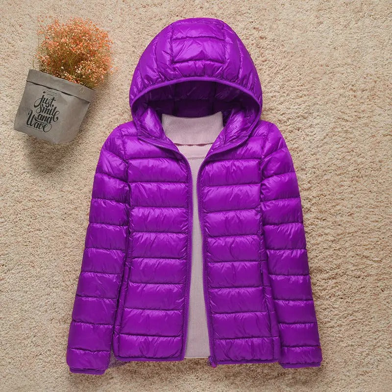 Women's Hooded Zip Up Lightweight Puffer Jacket