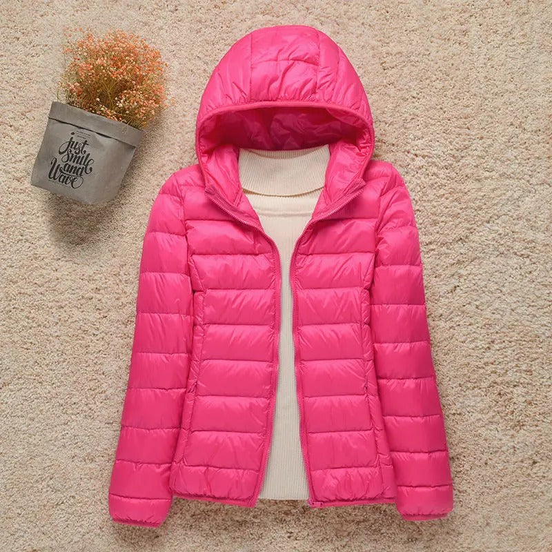 Women's Hooded Zip Up Lightweight Puffer Jacket