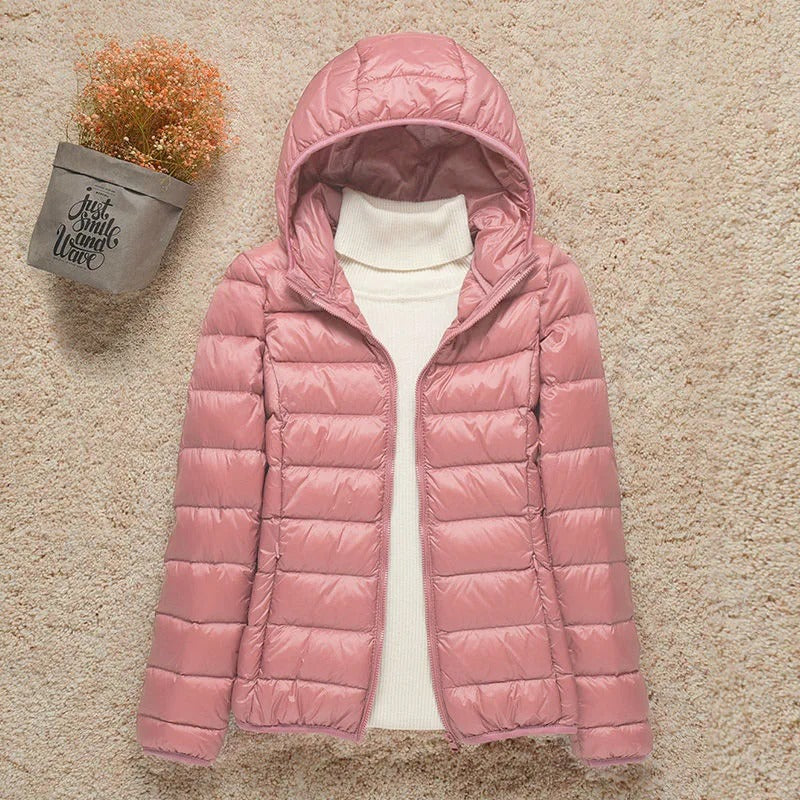 Women's Hooded Zip Up Lightweight Puffer Jacket