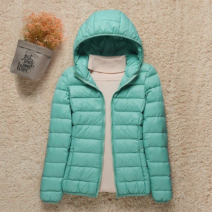 Women's Hooded Zip Up Lightweight Puffer Jacket