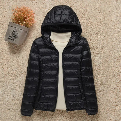 Women's Hooded Zip Up Lightweight Puffer Jacket
