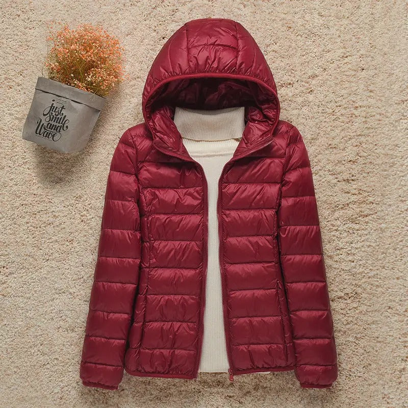 Women's Hooded Zip Up Lightweight Puffer Jacket