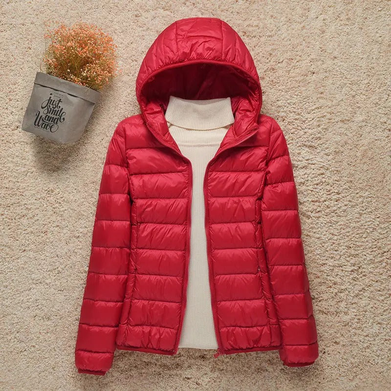 Women's Hooded Zip Up Lightweight Puffer Jacket