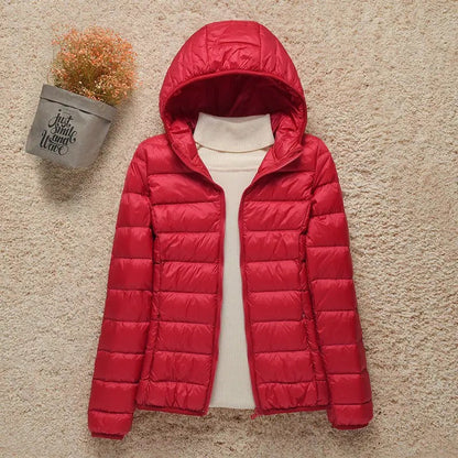 Women's Hooded Zip Up Lightweight Puffer Jacket