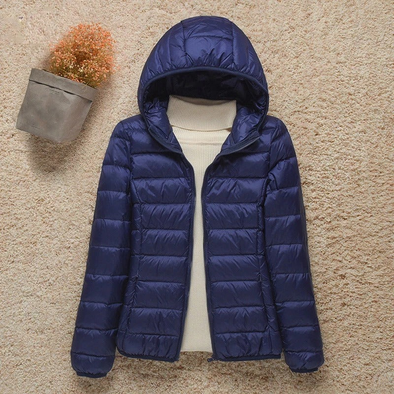 Women's Hooded Zip Up Lightweight Puffer Jacket