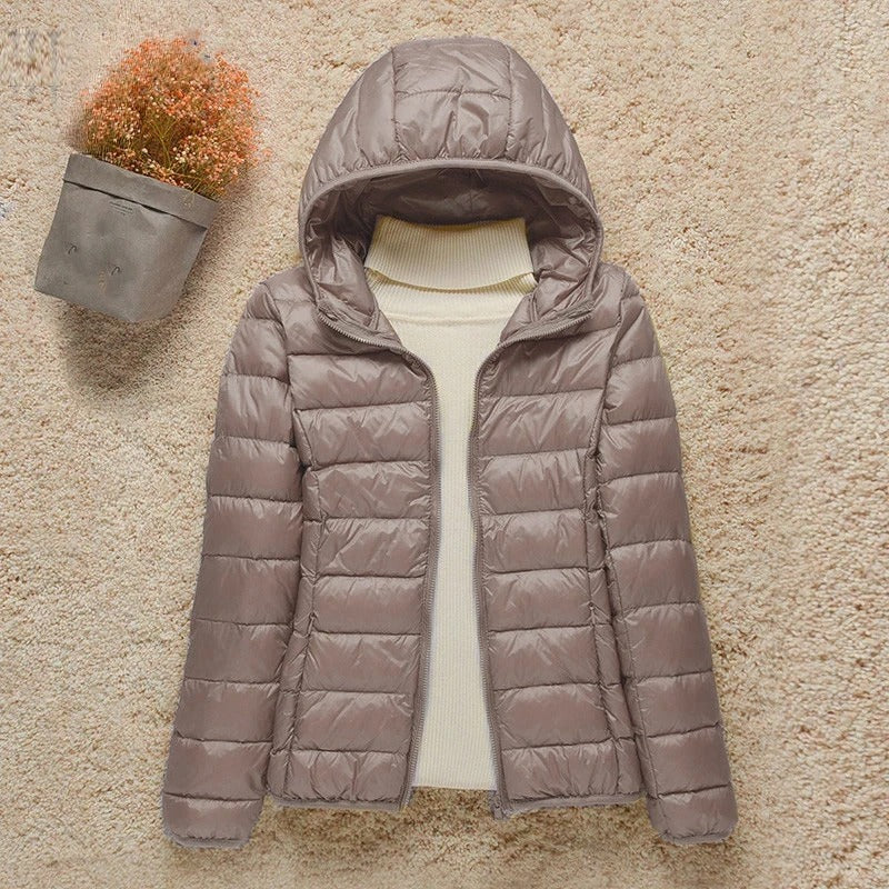 Women's Hooded Zip Up Lightweight Puffer Jacket
