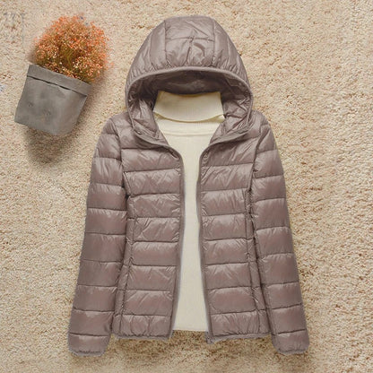 Women's Hooded Zip Up Lightweight Puffer Jacket