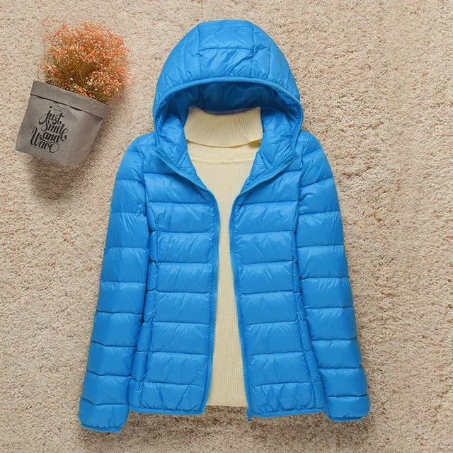 Women's Hooded Zip Up Lightweight Puffer Jacket