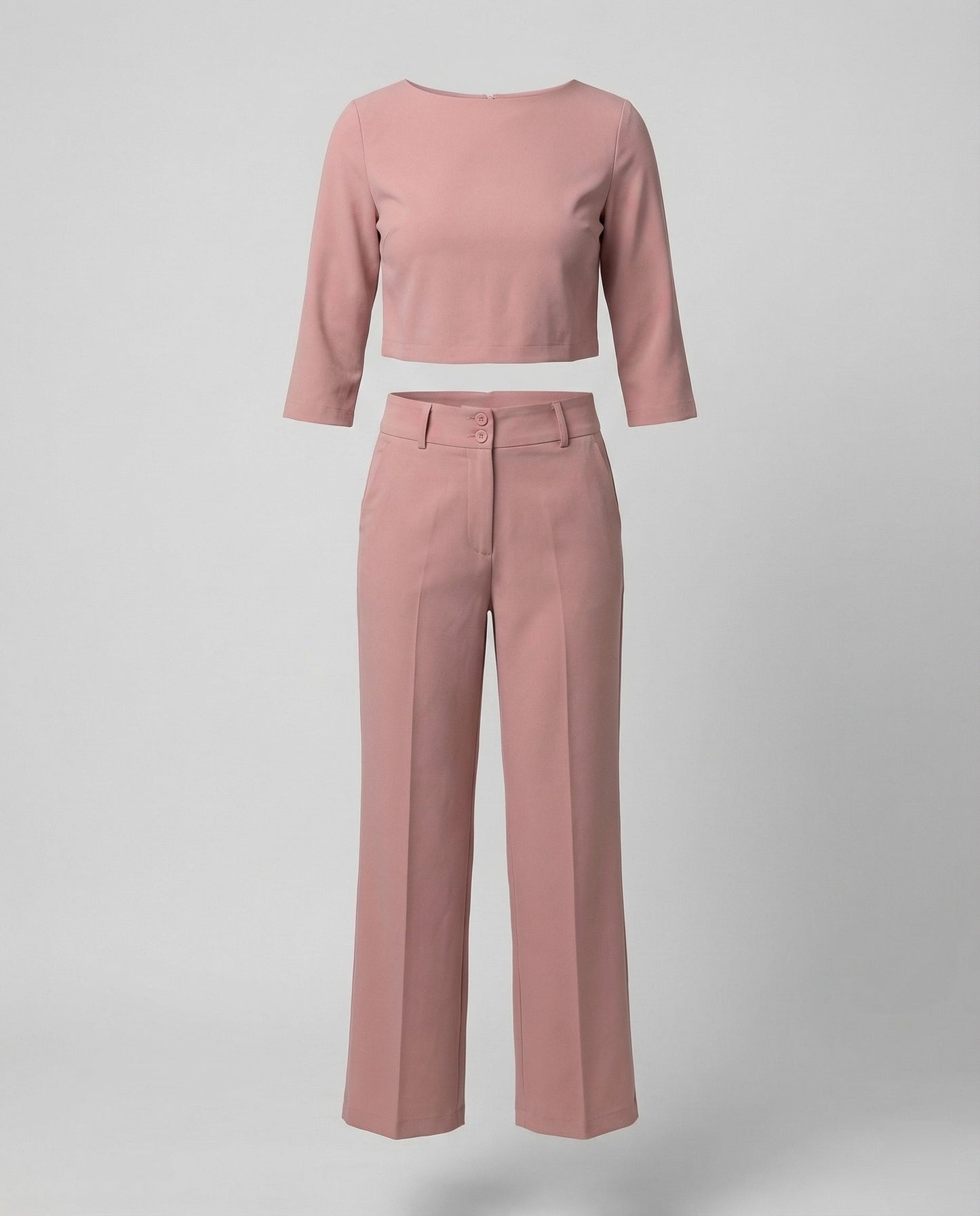 Effortless Wide Leg Set for Women with Boat Neck Elbow Sleeve Cropped Top Two Piece Style