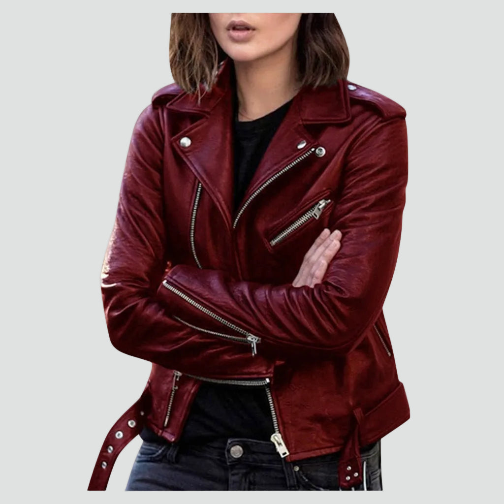 Women's Distressed Faux Leather Moto Jacket