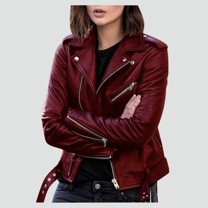Women's Distressed Faux Leather Moto Jacket