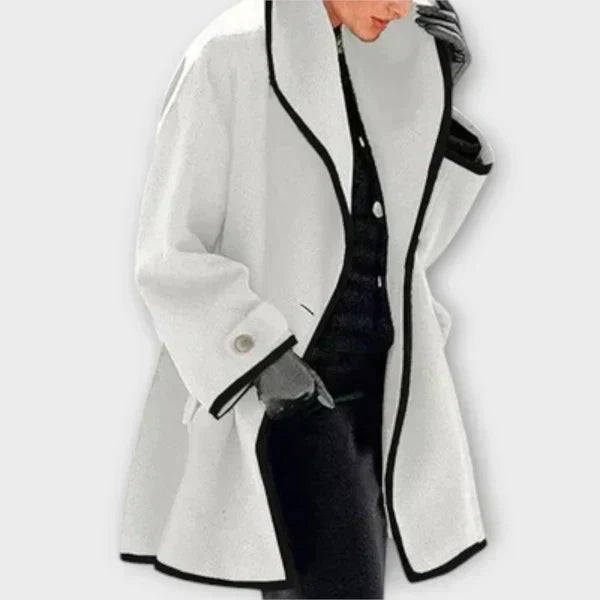 Women's Contrast Trim Swing Wool Coat