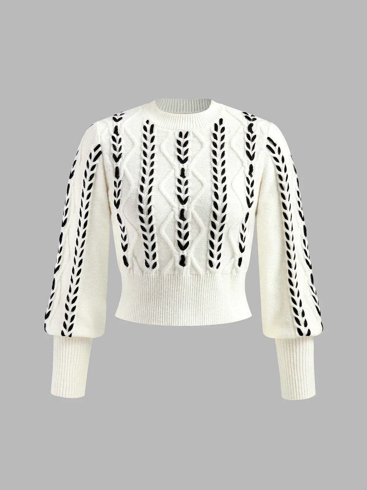 Women's Cable Knit Balloon Sleeve Sweater