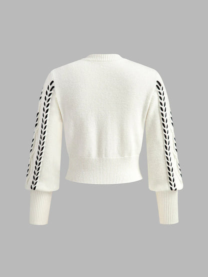Women's Cable Knit Balloon Sleeve Sweater