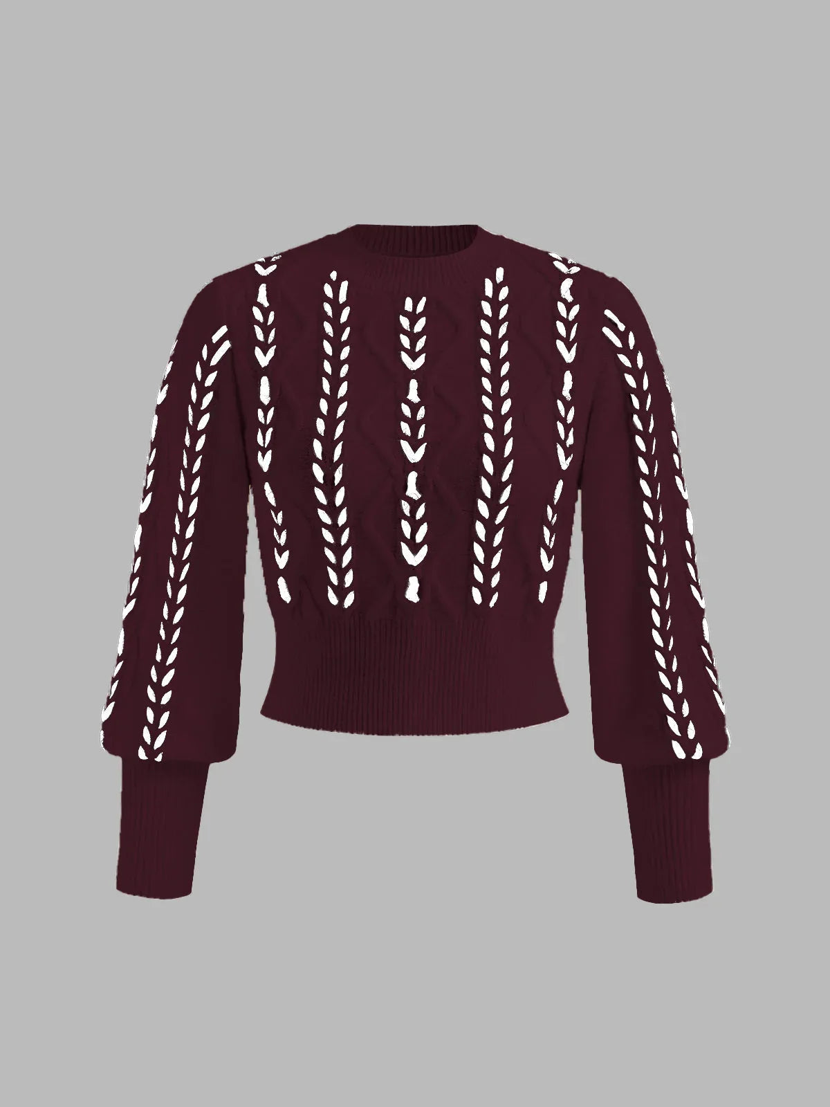 Women's Cable Knit Balloon Sleeve Sweater