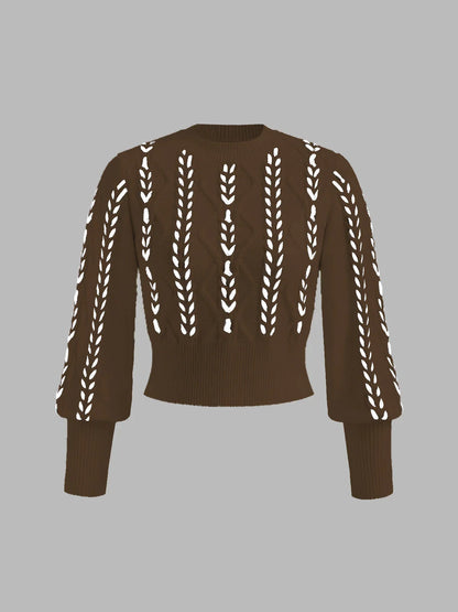Women's Cable Knit Balloon Sleeve Sweater