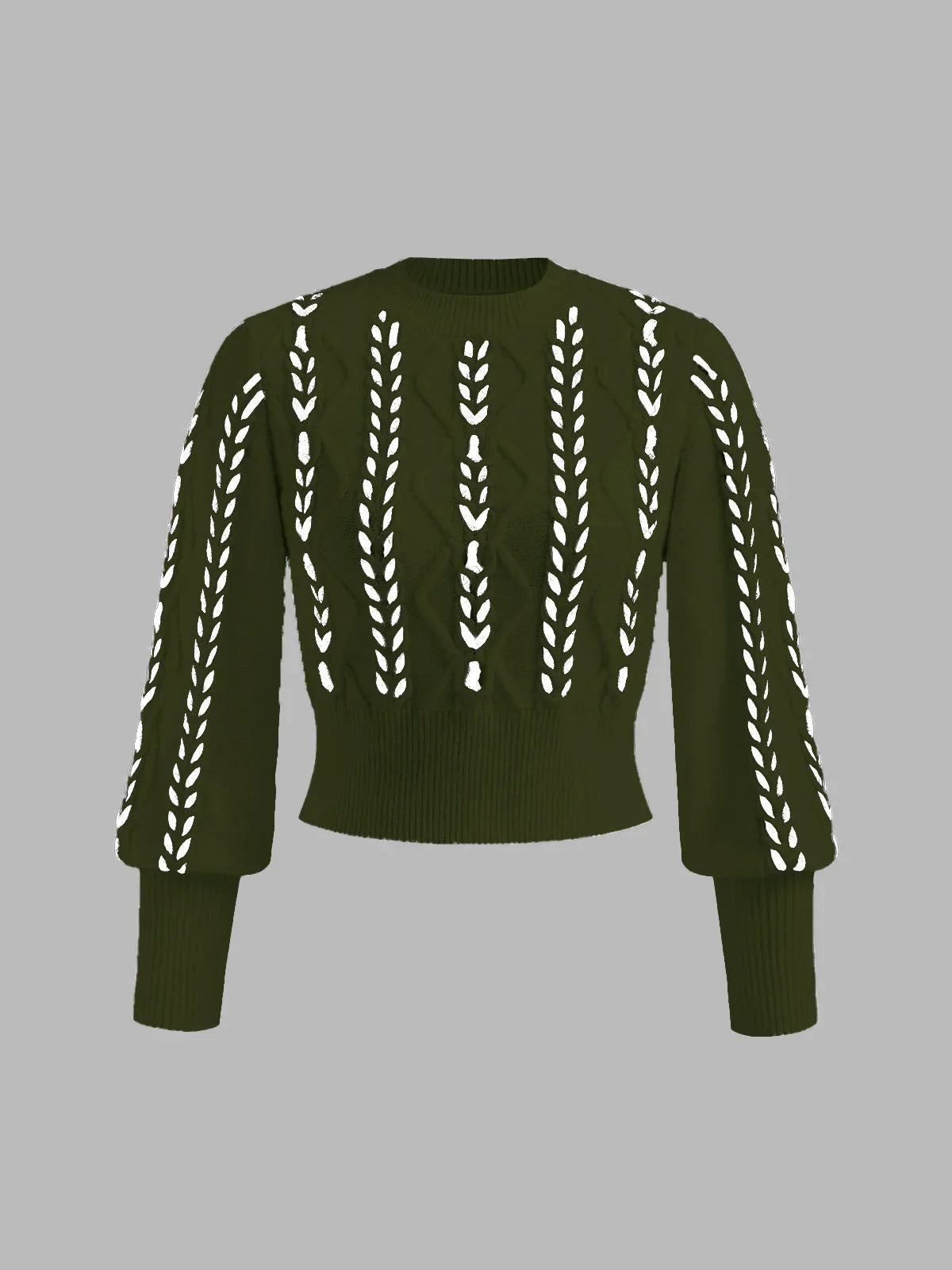 Women's Cable Knit Balloon Sleeve Sweater