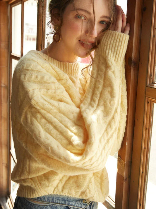 Women's Cable Knit Boat Neck Sweater