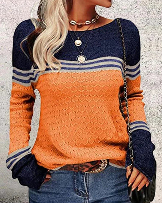 Women's Striped Colorblock Knit Sweater