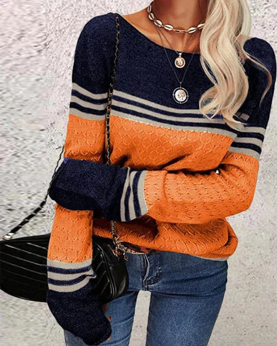 Women's Striped Colorblock Knit Sweater