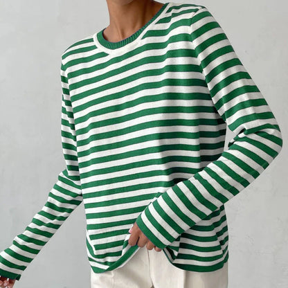 Women's Striped Crew Neck Knit Sweater
