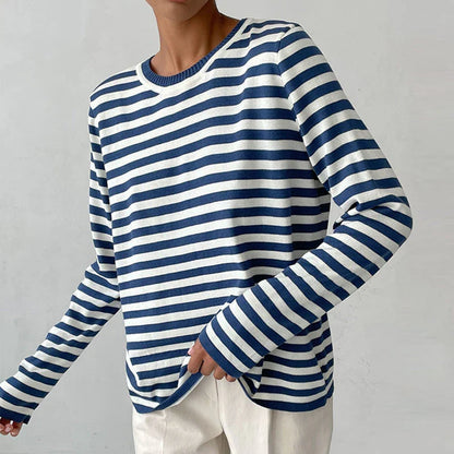 Women's Striped Crew Neck Knit Sweater