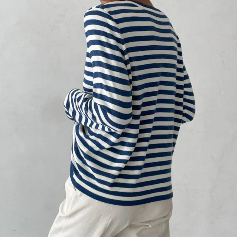 Women's Striped Crew Neck Knit Sweater