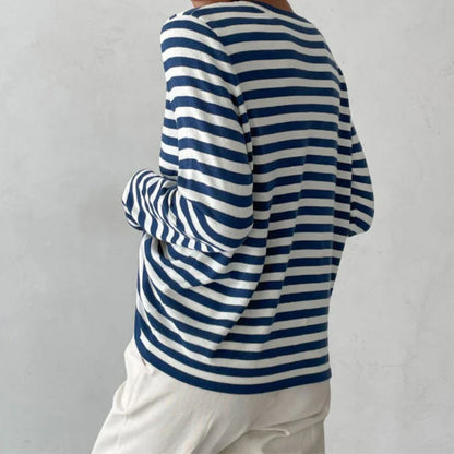 Women's Striped Crew Neck Knit Sweater