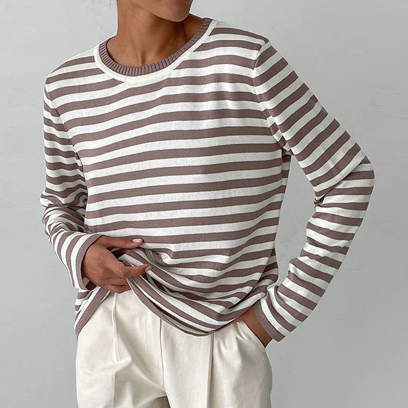 Women's Striped Crew Neck Knit Sweater