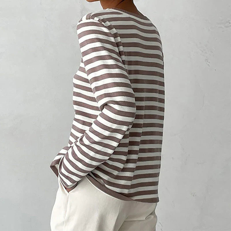 Women's Striped Crew Neck Knit Sweater