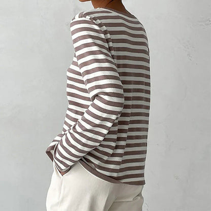 Women's Striped Crew Neck Knit Sweater