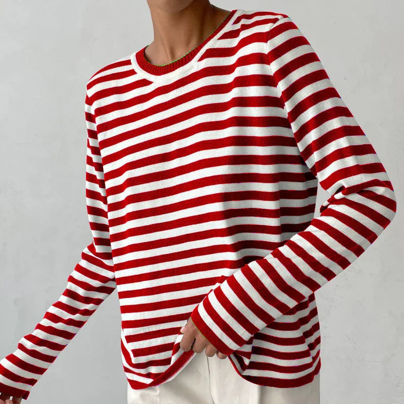 Women's Striped Crew Neck Knit Sweater