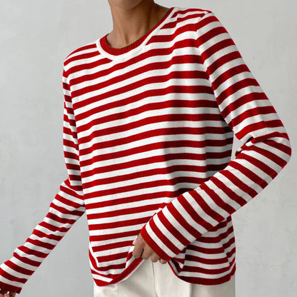 Women's Striped Crew Neck Knit Sweater