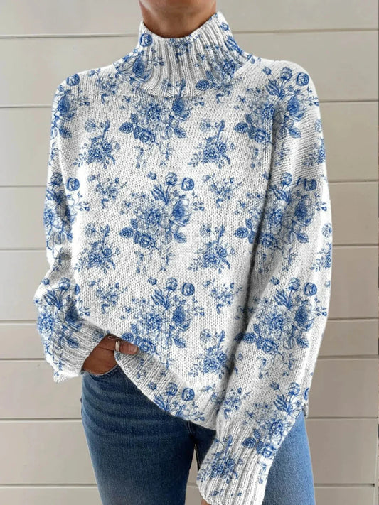 Women's Ditsy Floral Turtleneck Sweater