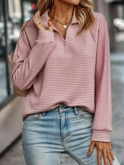 Women's Half Zip Ribbed Pullover Sweater