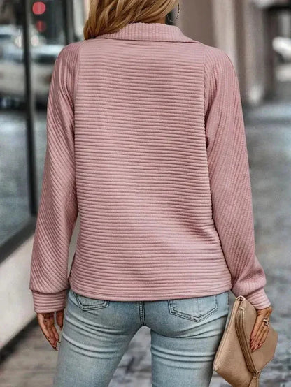 Women's Half Zip Ribbed Pullover Sweater