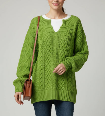 Comfortable Cable Knit Sweater for Women with Mock Neck Long Sleeve Oversized Relaxed Style