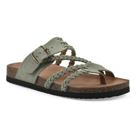 Comfortable Braided Strap Slide Sandal for Women with Buckle Cork Footbed Boho Style