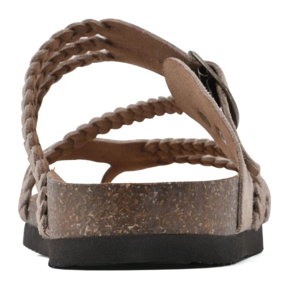 Comfortable Braided Strap Slide Sandal for Women with Buckle Cork Footbed Boho Style