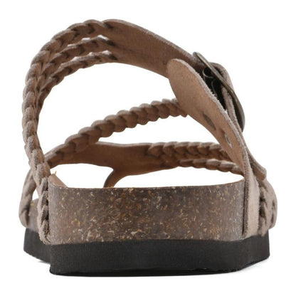Comfortable Braided Strap Slide Sandal for Women with Buckle Cork Footbed Boho Style