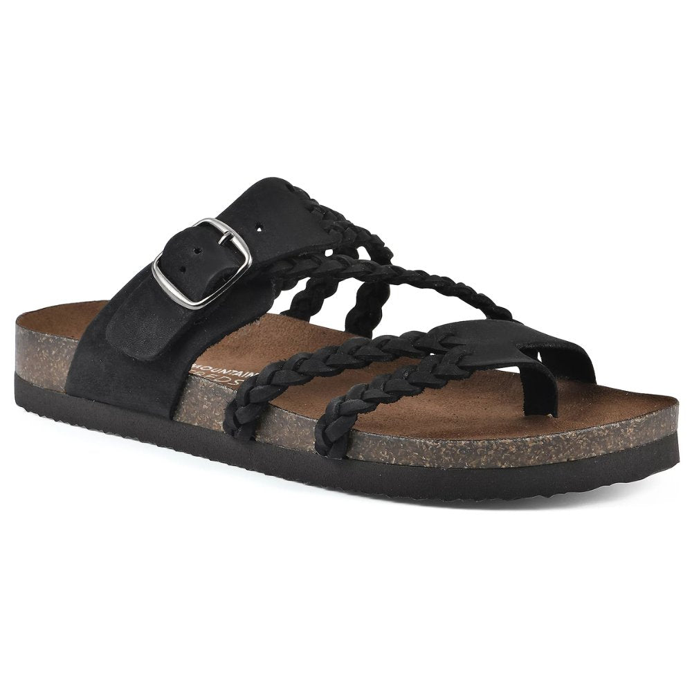 Comfortable Braided Strap Slide Sandal for Women with Buckle Cork Footbed Boho Style