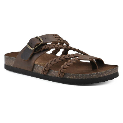 Comfortable Braided Strap Slide Sandal for Women with Buckle Cork Footbed Boho Style