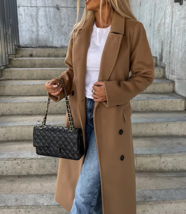 Women's Wide Lapel Belted Trench Coat