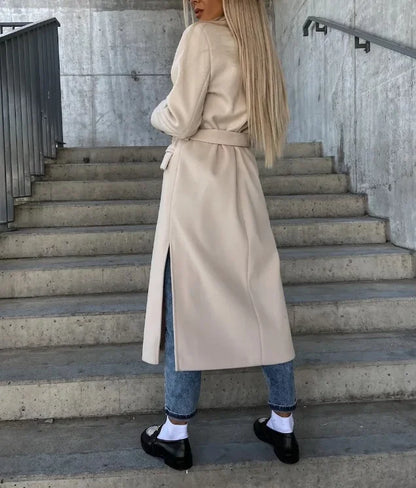 Women's Wide Lapel Belted Trench Coat