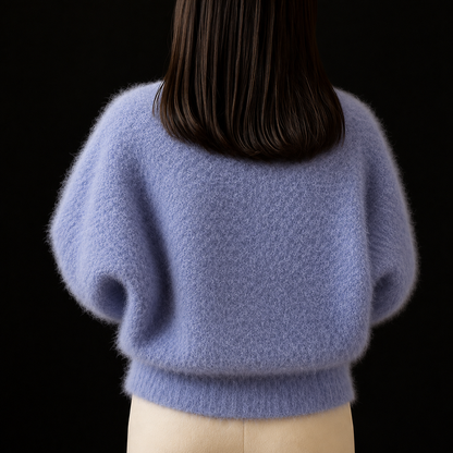 Women's Fluffy Beaded Trim Open Front Cardigan