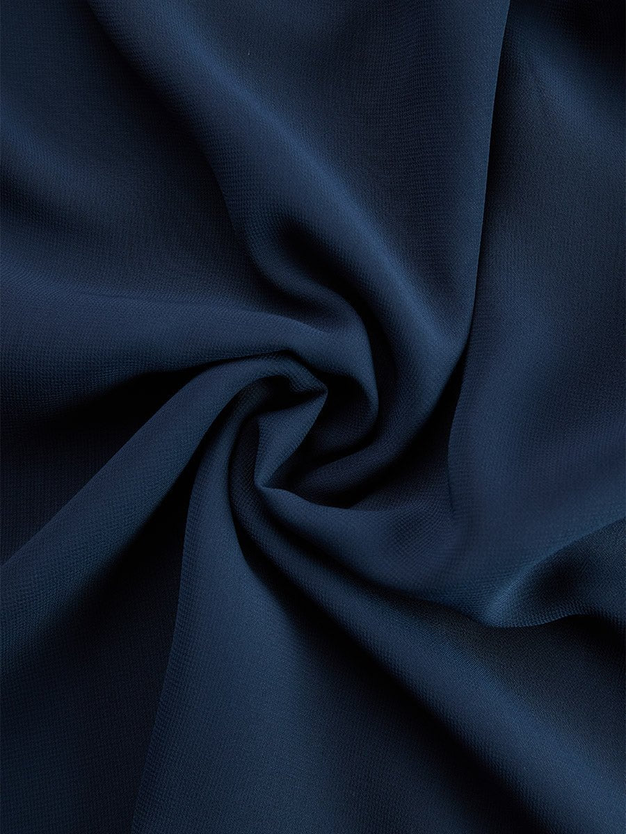 Elegant Navy Blue Tie Dye Wide Leg Set for Women with Halter Neck Ruffle Sleeve Flowing Two Piece Style