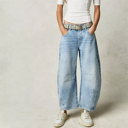 Effortless Barrel Jeans for Women with High Waist Curved Seam Relaxed Casual Style