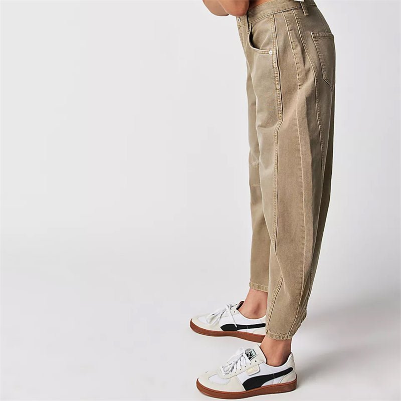 Effortless Barrel Jeans for Women with High Waist Curved Seam Relaxed Casual Style